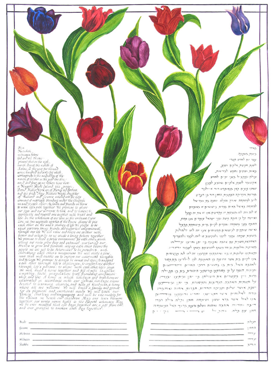tulips-ketubah-reds